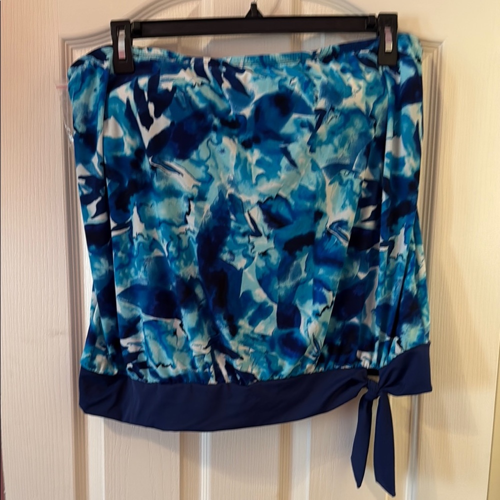 Blue Patterned Women's Swim Top